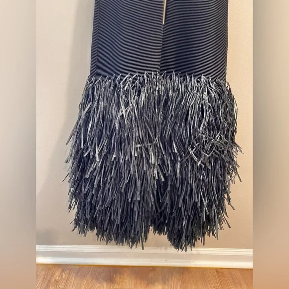 NWT Aje Exclusive Rushes Raffia Ribbed Midi Dress Black Size XS - Picture 6 of 9